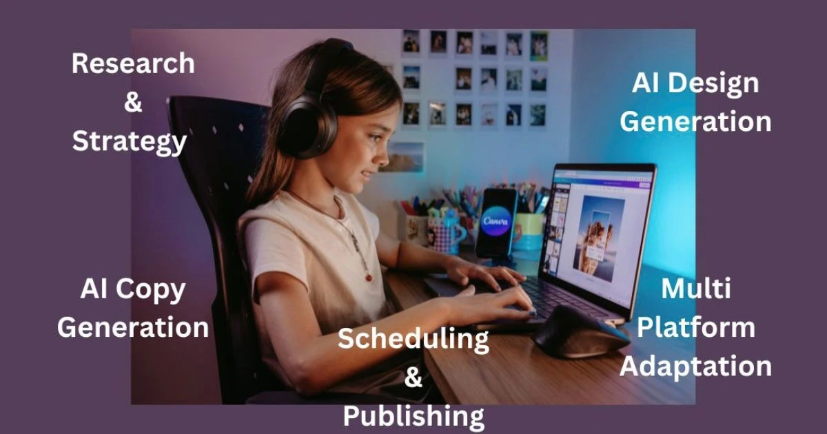 Canva Magic Studio campaign workflow showing AI-powered content creation and marketing design process