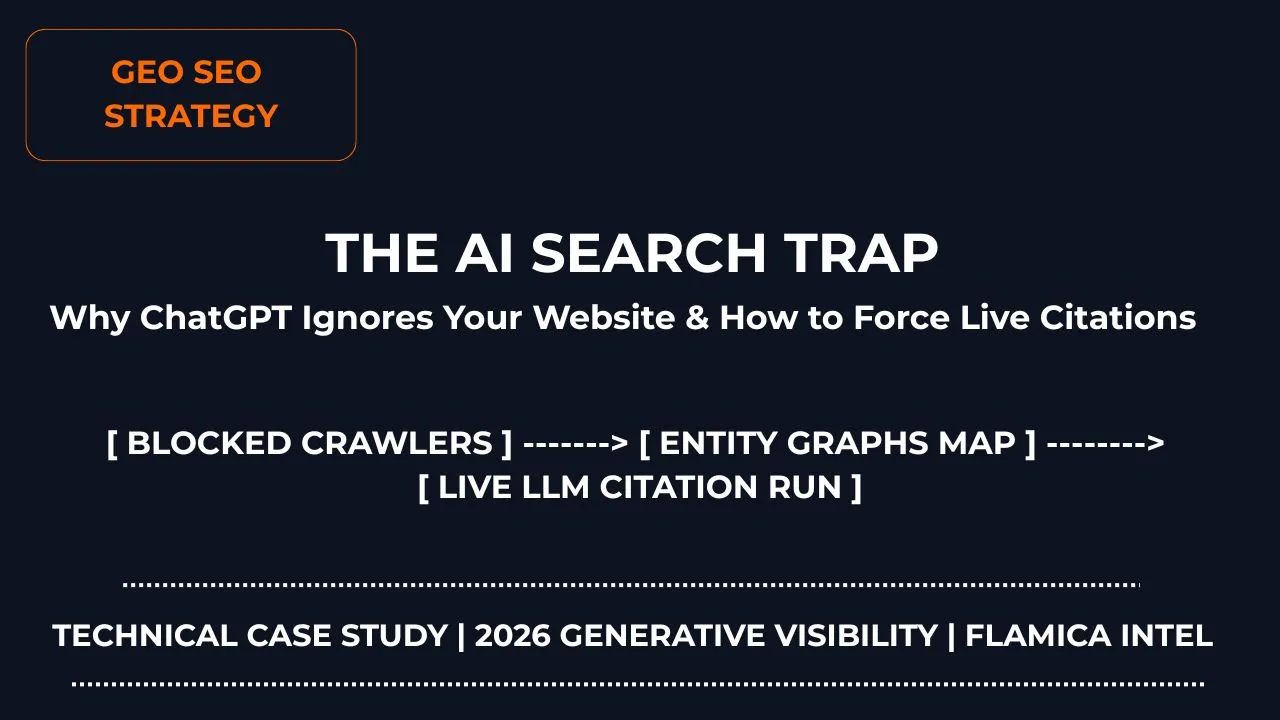 The AI Search Trap: Why ChatGPT Ignores Your Website and How to Force Live Citations using GEO SEO Strategy pipeline layout