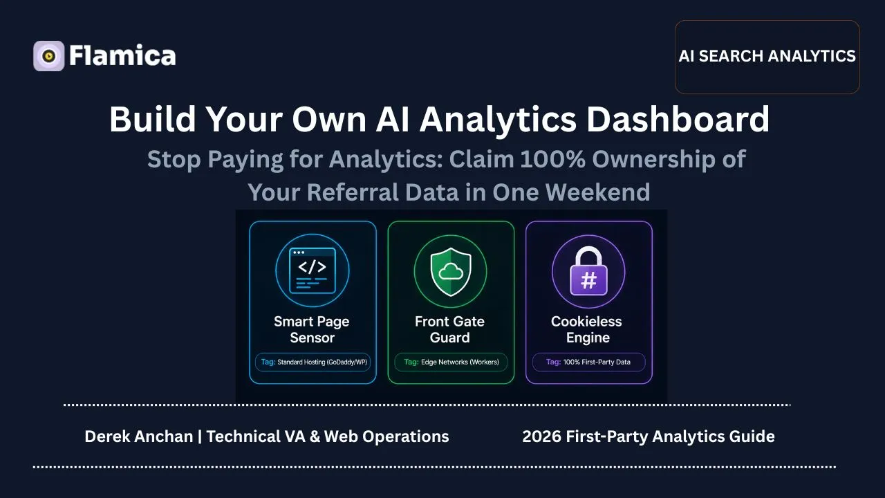 Self-hosted AI search analytics dashboard displaying real-time LLM referral sources, zero-click traffic metrics, and visitor conversion funnels